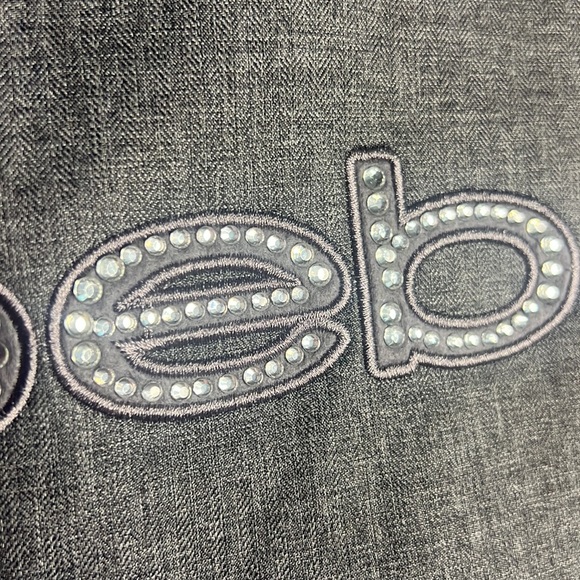 Bebe grey coat bling diamonds crystal Swarovski cute fall rain coat jacket y2k - Picture 8 of 9